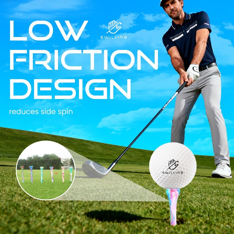 EWILLING Store Golf Tees Multiple Colors Mixed Size Package, 100pcs Professional Bamboo/Wood Golf Tees, Size 3-1/4", 2-3/4" & 1-1/2" Reduce Friction and Resistance - Image 5